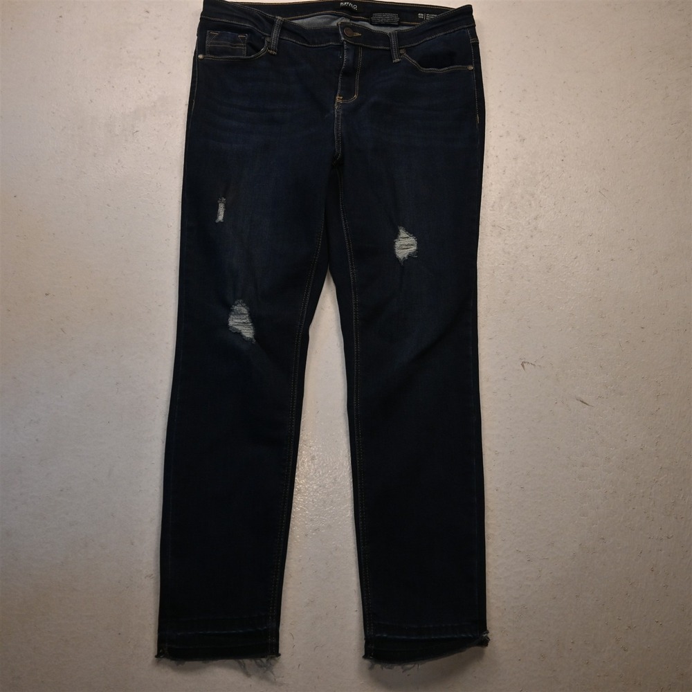 Buffalo David Bitton 12 Jess Rip & Repair Mid Rise Skinny Rinse Denim Jeans